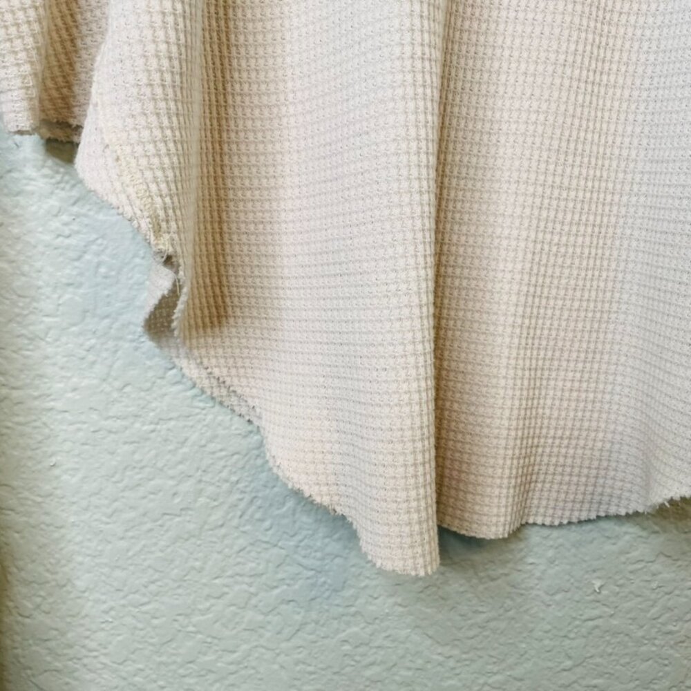 We The Free Cream Waffle Thermal Knit Curved Hem Long Sleeve Scoop Neck | Small - Picture 6 of 8